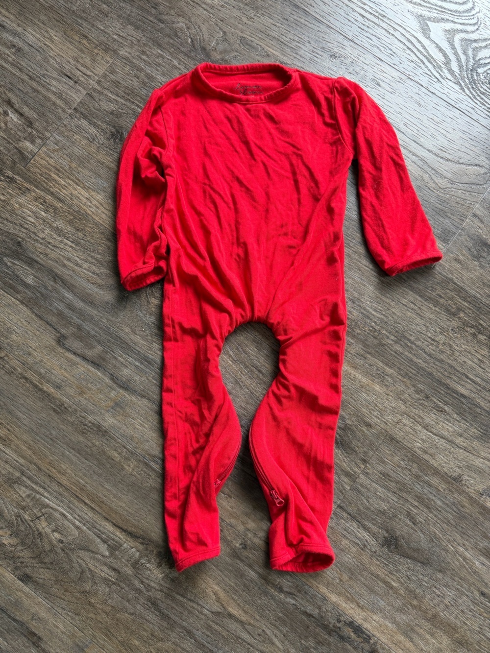 Lemon and Loom Red Cresent Zipper Onesie Sleeper 12-18 Months